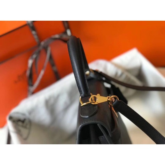 Premium Replica Borse Hermes Kelly 28cm Epsom Nero GHW False Online Falso superiore Borse Hermes Kelly 28cm Epsom Nero GHW Imitazioni Outlet