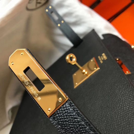 Premium Replica Borse Hermes Kelly 28cm Epsom Nero GHW False Online Falso superiore Borse Hermes Kelly 28cm Epsom Nero GHW Imitazioni Outlet