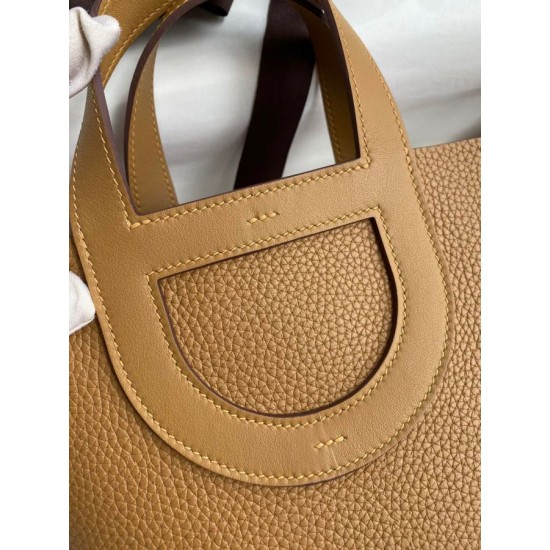 Migliore Replica Borsa tote Hermes In The Loop 18 fatta a mano marrone Clemence Imitazioni Outlet