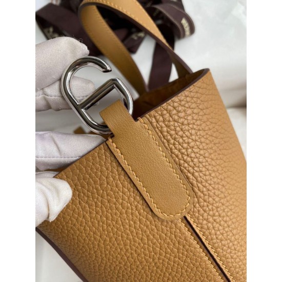 Migliore Replica Borsa tote Hermes In The Loop 18 fatta a mano marrone Clemence Imitazioni Outlet