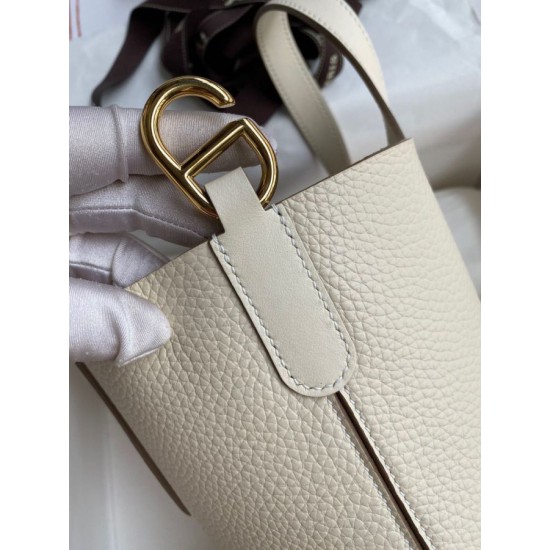 Migliore Replica Borsa tote Hermes In The Loop 18 fatta a mano beige clemence Imitazioni Outlet