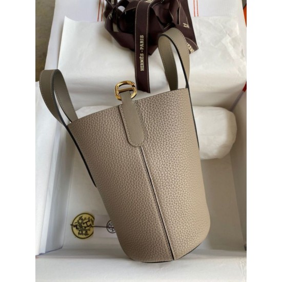 Migliore Replica Borsa tote Hermes In The Loop 18 grigia Clemence Imitazioni Outlet