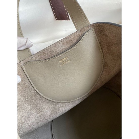 Migliore Replica Borsa tote Hermes In The Loop 18 grigia Clemence Imitazioni Outlet