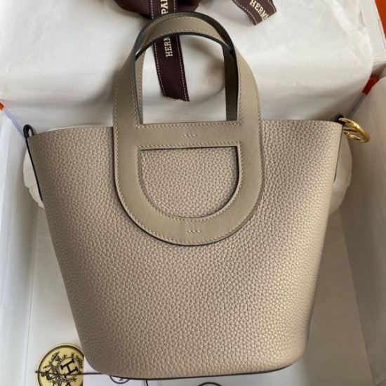 Migliore Replica Borsa tote Hermes In The Loop 18 grigia Clemence Imitazioni Outlet