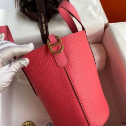 Migliore Replica Borsa tote Hermes In The Loop 18 fatta a mano rosa clemence Imitazioni Outlet