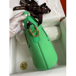Migliore Replica Borsa tote Hermes In The Loop 18 fatta a mano verde clemence Imitazioni Outlet