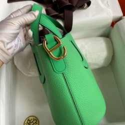 Migliore Replica Borsa tote Hermes In The Loop 18 fatta a mano verde clemence Imitazioni Outlet