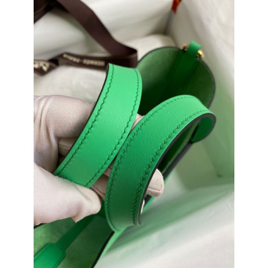 Migliore Replica Borsa tote Hermes In The Loop 18 fatta a mano verde clemence Imitazioni Outlet