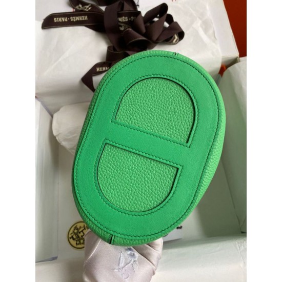 Migliore Replica Borsa tote Hermes In The Loop 18 fatta a mano verde clemence Imitazioni Outlet