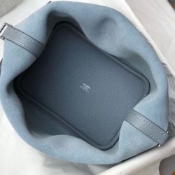 Migliore Replica Borsa Tote Hermes Picotin Lock 18/22 Blu Clemence Imitazioni Outlet