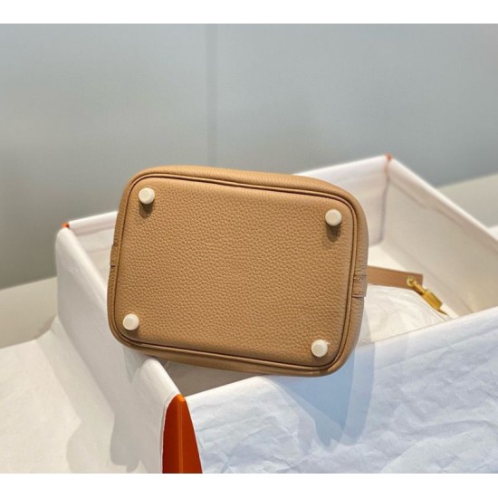 Migliore Replica Borsa Tote Hermes Picotin Lock 18/22 Marrone Clemence Imitazioni Outlet