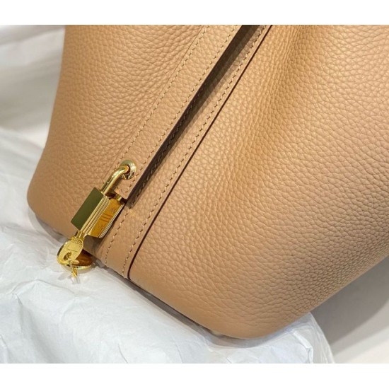 Migliore Replica Borsa Tote Hermes Picotin Lock 18/22 Marrone Clemence Imitazioni Outlet