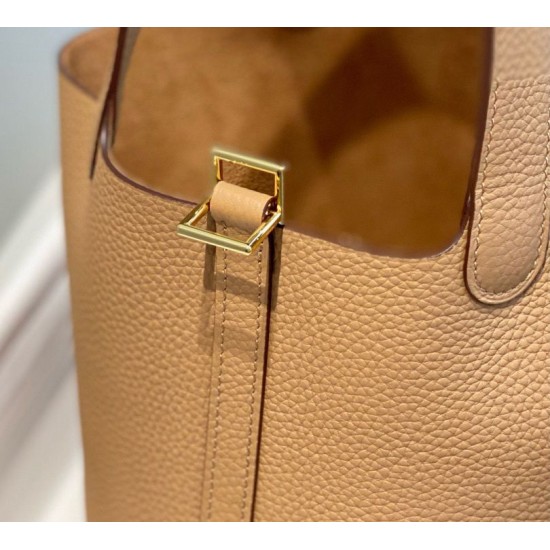 Migliore Replica Borsa Tote Hermes Picotin Lock 18/22 Marrone Clemence Imitazioni Outlet