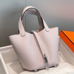 Migliore Replica Borsa Tote Hermes Picotin Lock 18/22 Clemence Mauve Pale Imitazioni Outlet
