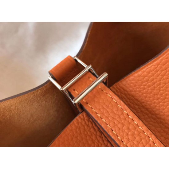 Migliore Replica Borsa Tote Hermes Picotin Lock 18/22 Arancione Clemence Imitazioni Outlet