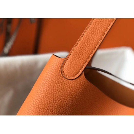 Migliore Replica Borsa Tote Hermes Picotin Lock 18/22 Arancione Clemence Imitazioni Outlet