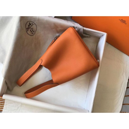 Migliore Replica Borsa Tote Hermes Picotin Lock 18/22 Arancione Clemence Imitazioni Outlet