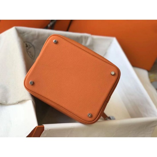 Migliore Replica Borsa Tote Hermes Picotin Lock 18/22 Arancione Clemence Imitazioni Outlet
