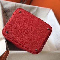 Migliore Replica Borsa Tote Hermes Picotin Lock 18/22 Rosso Clemence Imitazioni Outlet