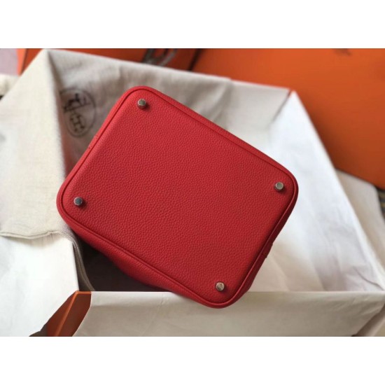 Migliore Replica Borsa Tote Hermes Picotin Lock 18/22 Rosso Clemence Imitazioni Outlet