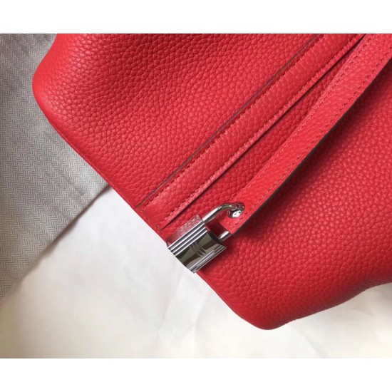 Migliore Replica Borsa Tote Hermes Picotin Lock 18/22 Rosso Clemence Imitazioni Outlet