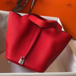 Migliore Replica Borsa Tote Hermes Picotin Lock 18/22 Rosso Clemence Imitazioni Outlet