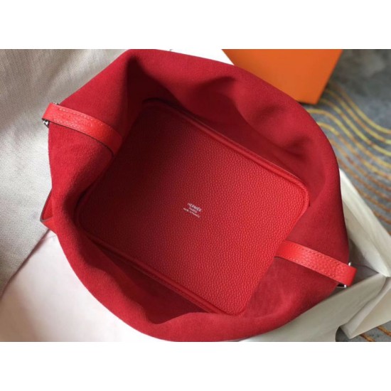 Migliore Replica Borsa Tote Hermes Picotin Lock 18/22 Rosso Clemence Imitazioni Outlet