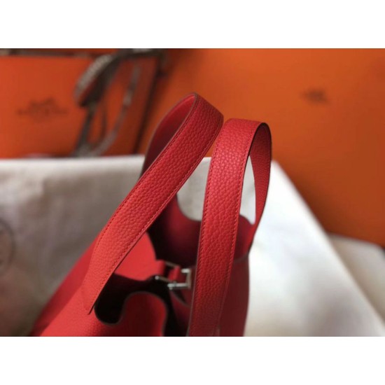 Migliore Replica Borsa Tote Hermes Picotin Lock 18/22 Rosso Clemence Imitazioni Outlet