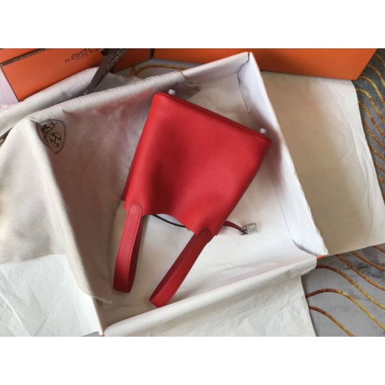 Migliore Replica Borsa Tote Hermes Picotin Lock 18/22 Rosso Clemence Imitazioni Outlet