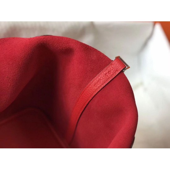 Migliore Replica Borsa Tote Hermes Picotin Lock 18/22 Rosso Clemence Imitazioni Outlet
