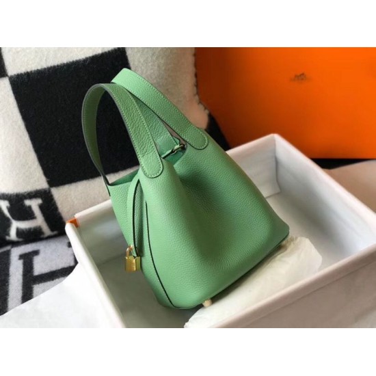 Migliore Replica Borsa Tote Hermes Picotin Lock 18/22 Verde Clemence Imitazioni Outlet