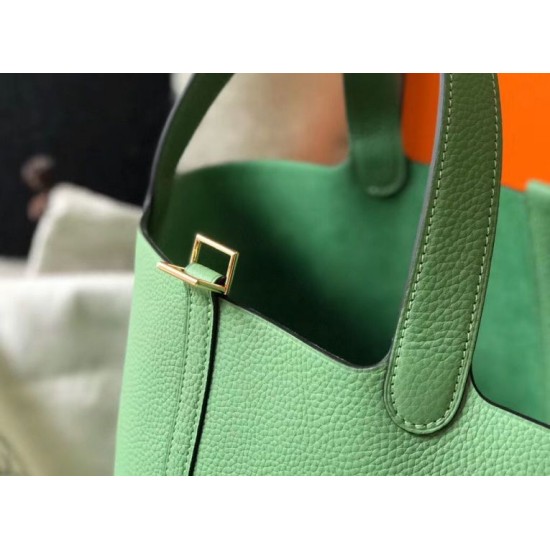 Migliore Replica Borsa Tote Hermes Picotin Lock 18/22 Verde Clemence Imitazioni Outlet