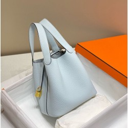 Migliore Replica Borsa Tote Hermes Picotin Lock 18/22 Azzurro Clemence Imitazioni Outlet