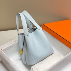 Migliore Replica Borsa Tote Hermes Picotin Lock 18/22 Azzurro Clemence Imitazioni Outlet