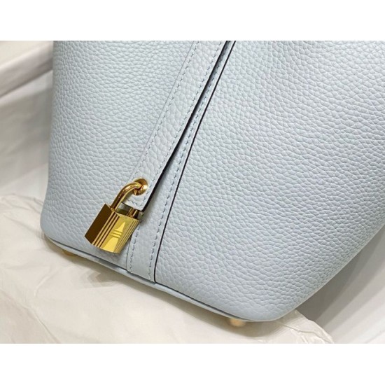 Migliore Replica Borsa Tote Hermes Picotin Lock 18/22 Azzurro Clemence Imitazioni Outlet