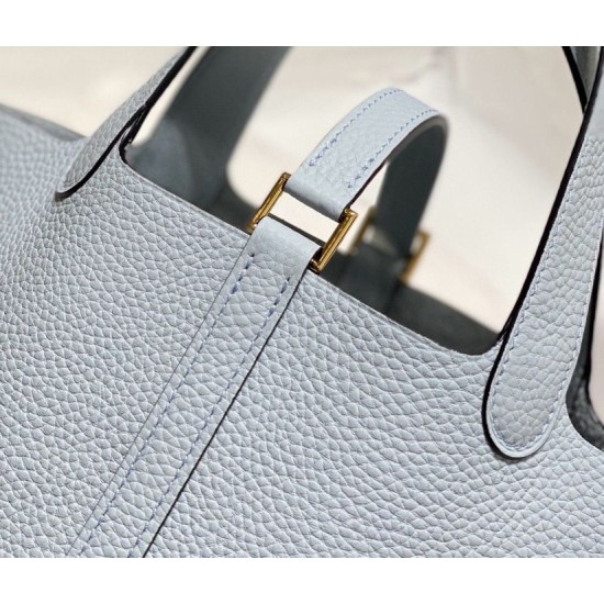 Migliore Replica Borsa Tote Hermes Picotin Lock 18/22 Azzurro Clemence Imitazioni Outlet