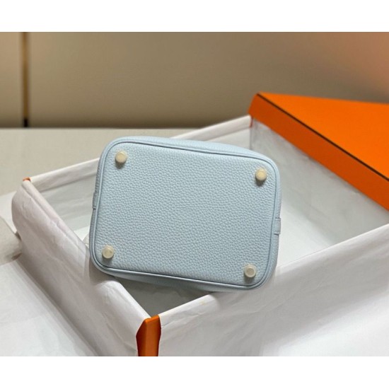 Migliore Replica Borsa Tote Hermes Picotin Lock 18/22 Azzurro Clemence Imitazioni Outlet