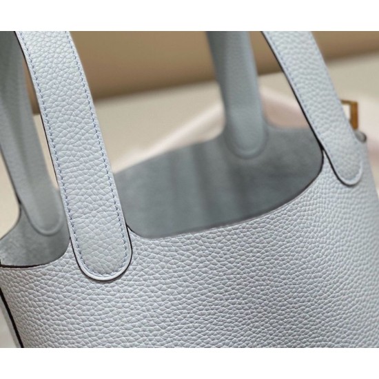 Migliore Replica Borsa Tote Hermes Picotin Lock 18/22 Azzurro Clemence Imitazioni Outlet