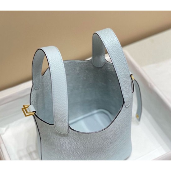Migliore Replica Borsa Tote Hermes Picotin Lock 18/22 Azzurro Clemence Imitazioni Outlet