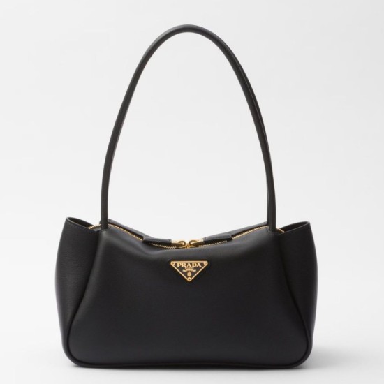 Perfette Qualità Repliche Borsa a tracolla Prada con logo triangolare nero Imitazione