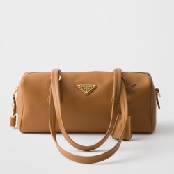 Miglior Falso Borsa media Prada con lucchetto caramello Economiche Premium
