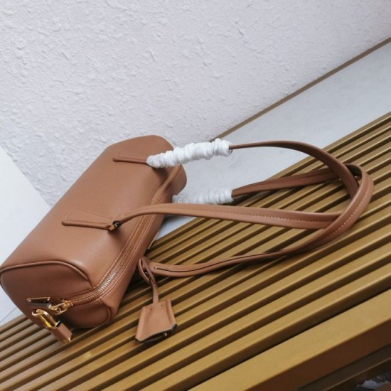 Miglior Falso Borsa media Prada con lucchetto caramello Economiche Premium