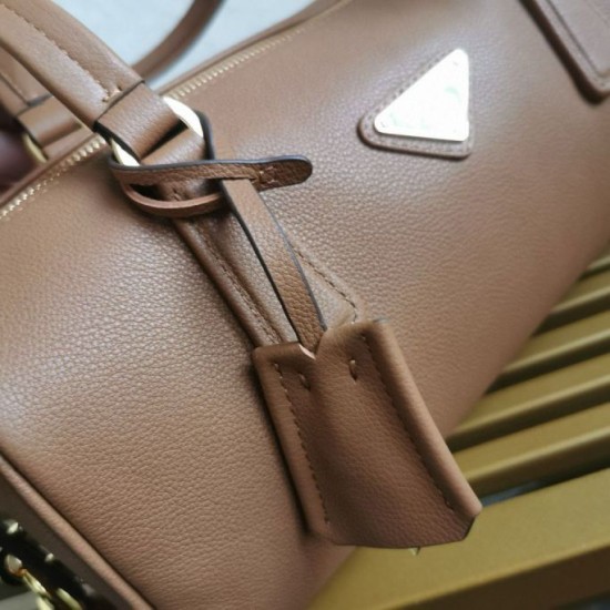 Miglior Falso Borsa media Prada con lucchetto caramello Economiche Premium