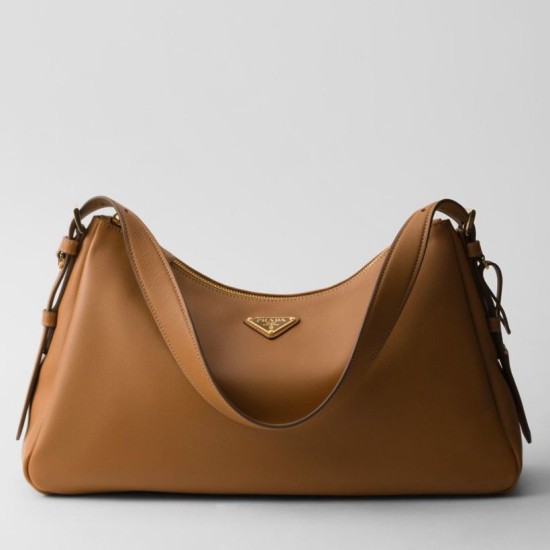 Replica perfetta Prada Aimee Large Shoulder Bag Marrone Imitazione Outlet Online
