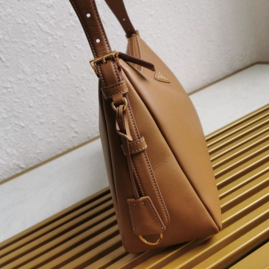 Replica perfetta Prada Aimee Large Shoulder Bag Marrone Imitazione Outlet Online