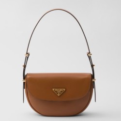 Miglior Falso Prada Arque Shoulder Bag con Flap Brown Economiche Premium