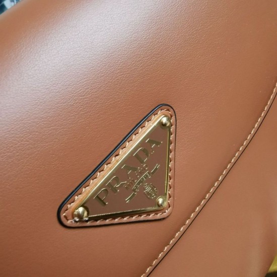 Miglior Falso Prada Arque Shoulder Bag con Flap Brown Economiche Premium