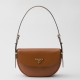 Miglior Falso Prada Arque Shoulder Bag con Flap Brown Economiche Premium