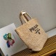 Borsa tote grande Prada all'uncinetto in filato effetto rafia beige Replica originale di alta qualità Miglior Falso Borsa tote grande Prada all'uncinetto in filato effetto rafia beige Economiche Premium