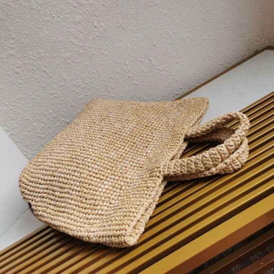 Borsa tote grande Prada all'uncinetto in filato effetto rafia beige Replica originale di alta qualità Miglior Falso Borsa tote grande Prada all'uncinetto in filato effetto rafia beige Economiche Premium